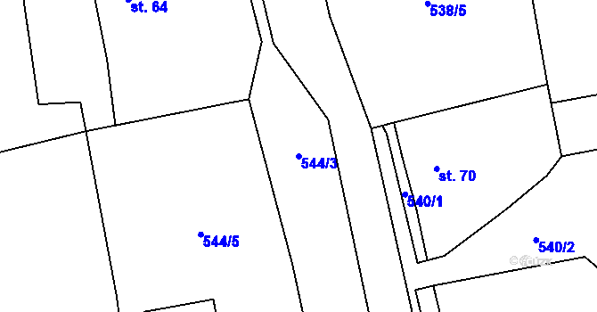 Parcela st. 544/3 v KÚ Příbraz, Katastrální mapa
