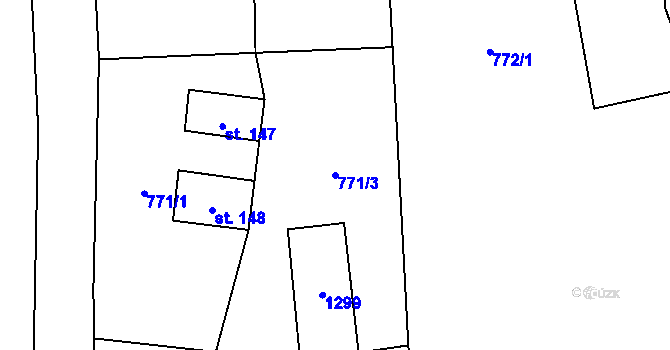 Parcela st. 771/3 v KÚ Příbraz, Katastrální mapa