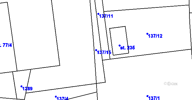 Parcela st. 137/15 v KÚ Příbraz, Katastrální mapa