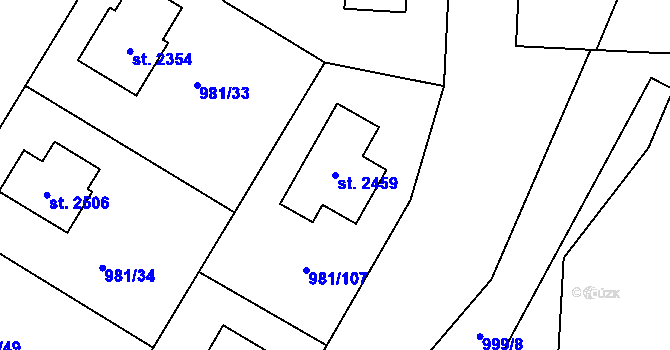Parcela st. 2459 v KÚ Přibyslav, Katastrální mapa