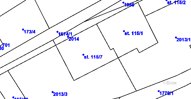 Parcela st. 115/1 v KÚ Přibyslav, Katastrální mapa