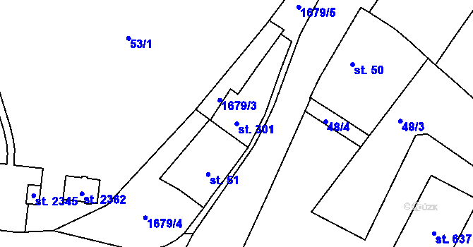 Parcela st. 301 v KÚ Přibyslav, Katastrální mapa