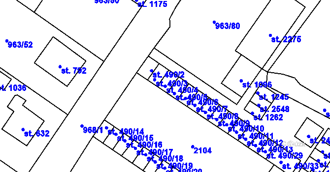 Parcela st. 490/4 v KÚ Přibyslav, Katastrální mapa