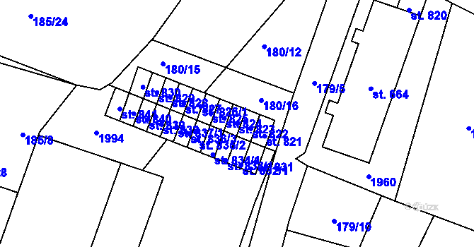 Parcela st. 823 v KÚ Přibyslav, Katastrální mapa