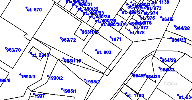 Parcela st. 903 v KÚ Přibyslav, Katastrální mapa