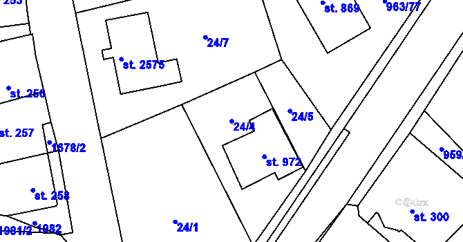Parcela st. 24/4 v KÚ Přibyslav, Katastrální mapa