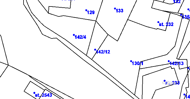 Parcela st. 142/12 v KÚ Přibyslav, Katastrální mapa