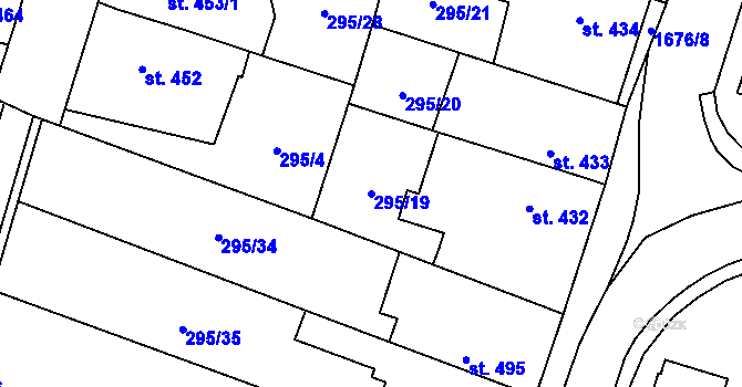 Parcela st. 295/19 v KÚ Přibyslav, Katastrální mapa