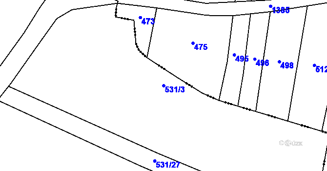 Parcela st. 531/3 v KÚ Přibyslav, Katastrální mapa