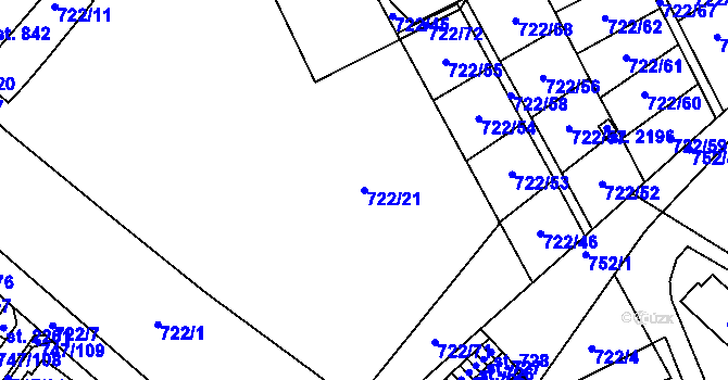 Parcela st. 722/21 v KÚ Přibyslav, Katastrální mapa