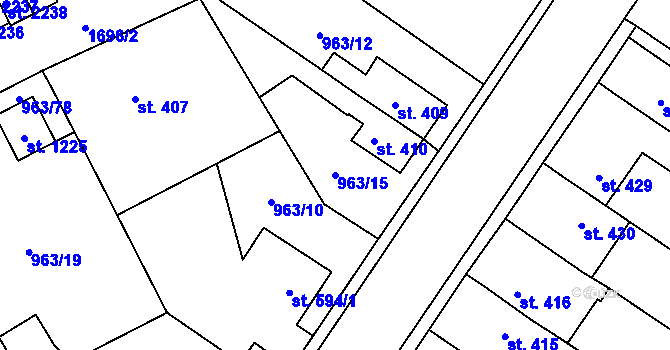 Parcela st. 963/15 v KÚ Přibyslav, Katastrální mapa