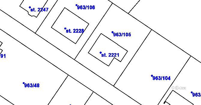 Parcela st. 2221 v KÚ Přibyslav, Katastrální mapa