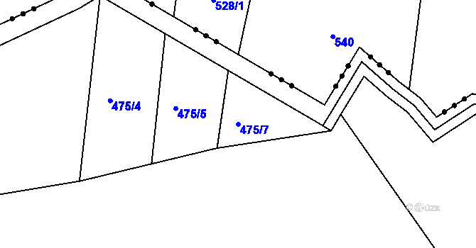 Parcela st. 475/7 v KÚ Přibyslav, Katastrální mapa