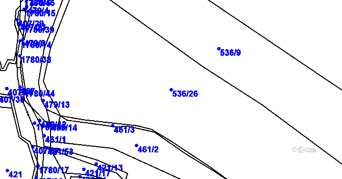 Parcela st. 536/26 v KÚ Přibyslav, Katastrální mapa