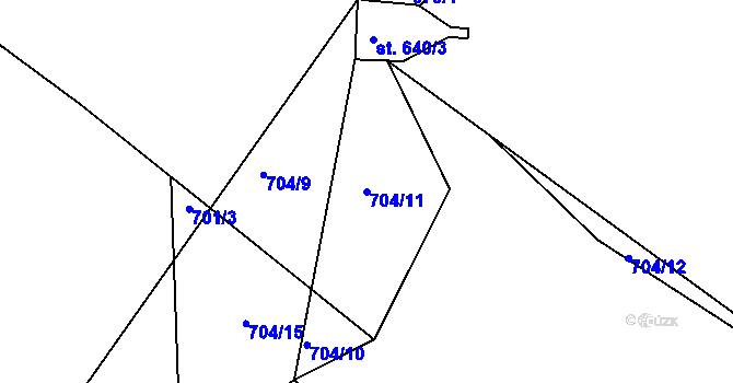 Parcela st. 704/11 v KÚ Přibyslav, Katastrální mapa