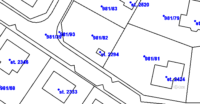 Parcela st. 2294 v KÚ Přibyslav, Katastrální mapa
