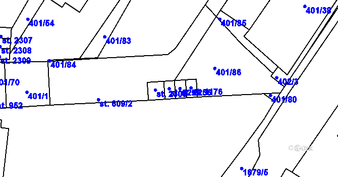 Parcela st. 2299 v KÚ Přibyslav, Katastrální mapa