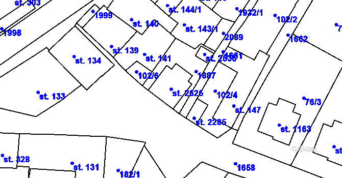 Parcela st. 2525 v KÚ Přibyslav, Katastrální mapa