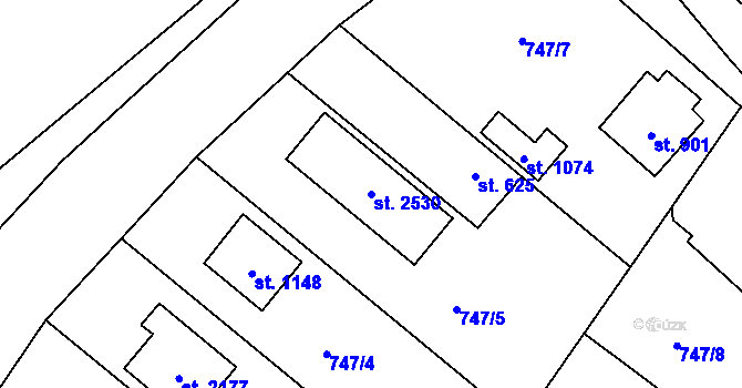 Parcela st. 2530 v KÚ Přibyslav, Katastrální mapa