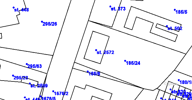 Parcela st. 2572 v KÚ Přibyslav, Katastrální mapa