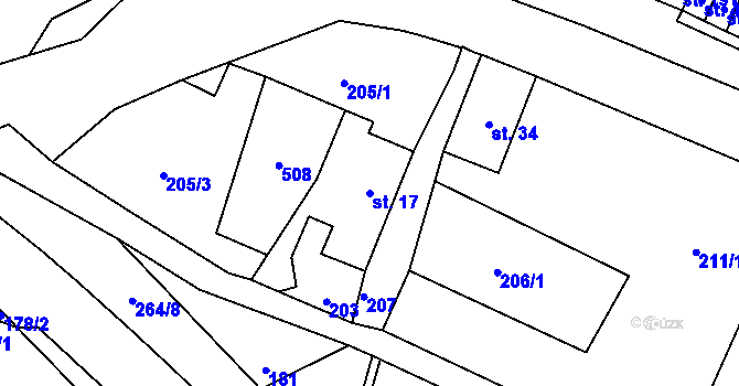 Parcela st. 17 v KÚ Ronov nad Sázavou, Katastrální mapa