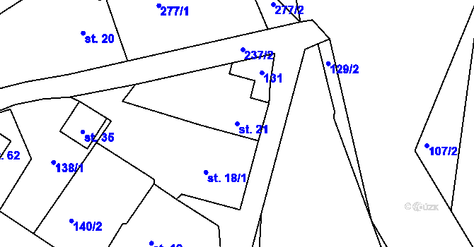 Parcela st. 21 v KÚ Ronov nad Sázavou, Katastrální mapa