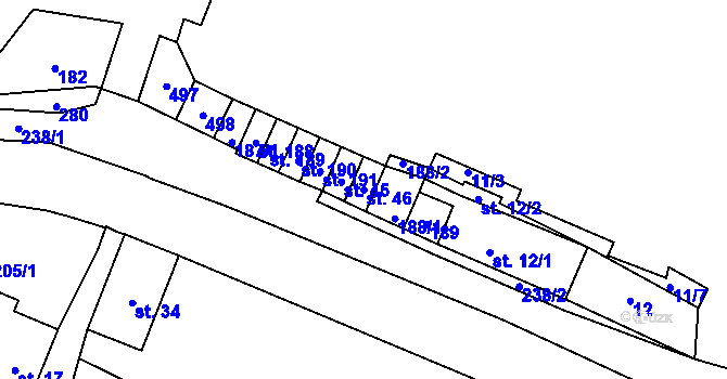 Parcela st. 46 v KÚ Ronov nad Sázavou, Katastrální mapa