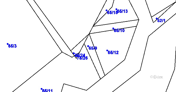 Parcela st. 65/9 v KÚ Ronov nad Sázavou, Katastrální mapa