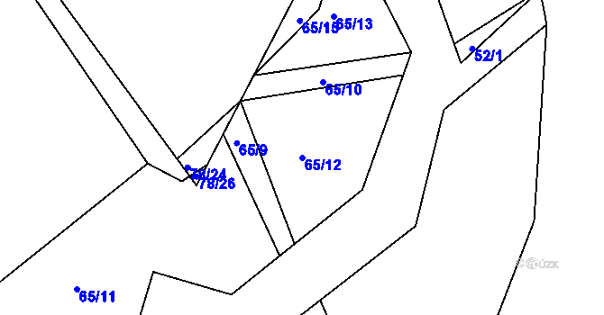 Parcela st. 65/12 v KÚ Ronov nad Sázavou, Katastrální mapa