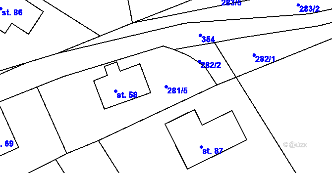 Parcela st. 281/5 v KÚ Přibyslav nad Metují, Katastrální mapa