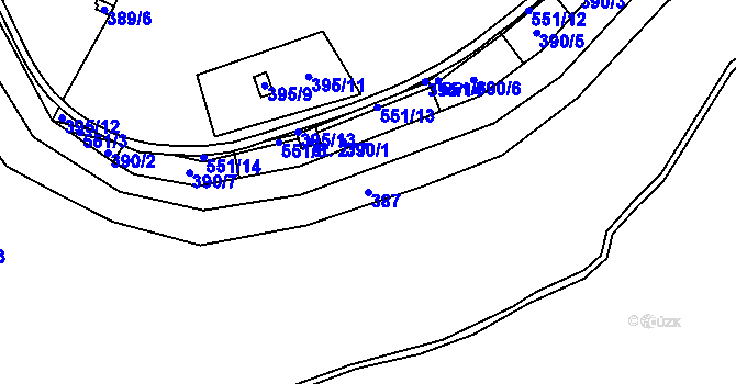 Parcela st. 387 v KÚ Přibyslav nad Metují, Katastrální mapa