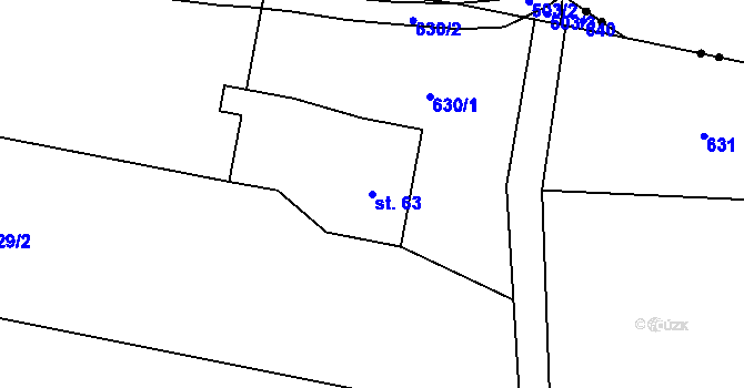 Parcela st. 63 v KÚ Nesvačily u Všelibic, Katastrální mapa