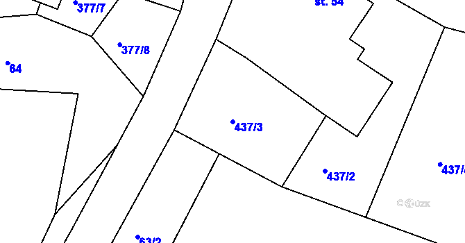 Parcela st. 437/3 v KÚ Přibyslavice, Katastrální mapa