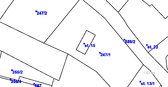 Parcela st. 15 v KÚ Radoškov, Katastrální mapa