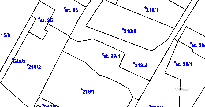Parcela st. 29/1 v KÚ Radoškov, Katastrální mapa