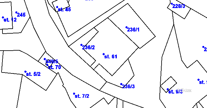 Parcela st. 61 v KÚ Radoškov, Katastrální mapa