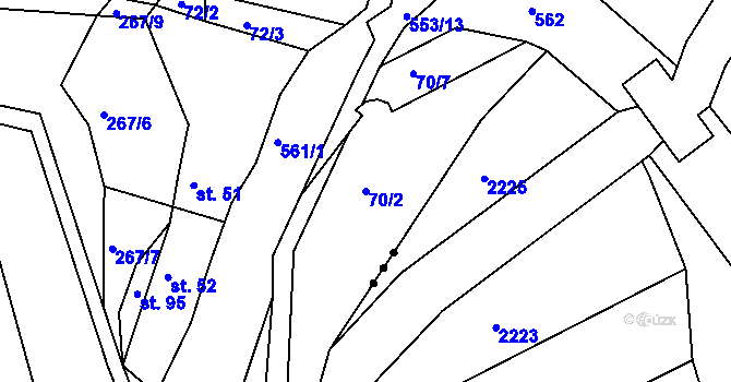Parcela st. 70/2 v KÚ Radoškov, Katastrální mapa