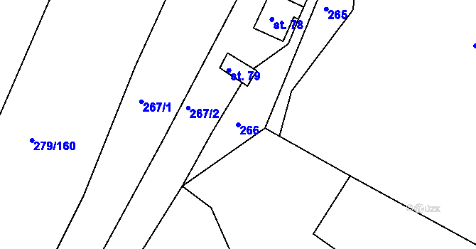 Parcela st. 266 v KÚ Radoškov, Katastrální mapa