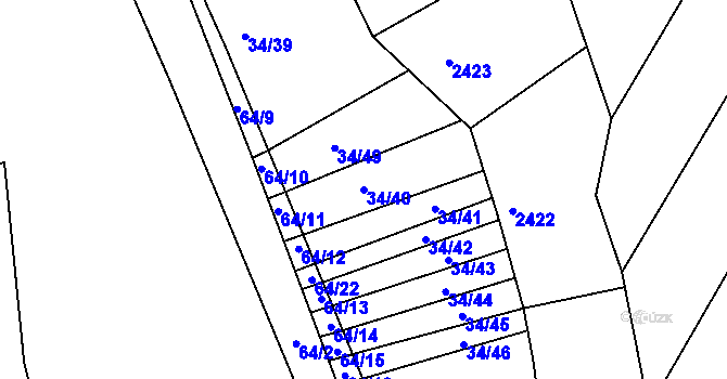 Parcela st. 34/40 v KÚ Radoškov, Katastrální mapa