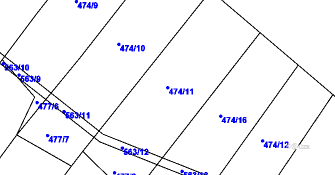 Parcela st. 474/11 v KÚ Radoškov, Katastrální mapa