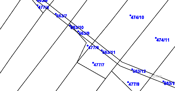 Parcela st. 477/6 v KÚ Radoškov, Katastrální mapa