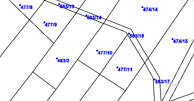Parcela st. 477/10 v KÚ Radoškov, Katastrální mapa