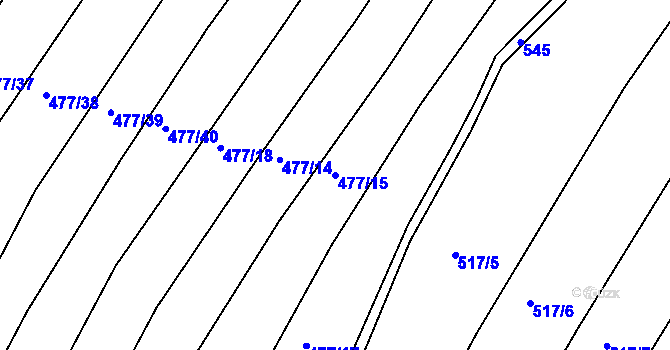Parcela st. 477/15 v KÚ Radoškov, Katastrální mapa