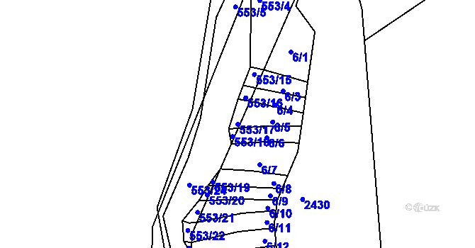 Parcela st. 553/17 v KÚ Radoškov, Katastrální mapa