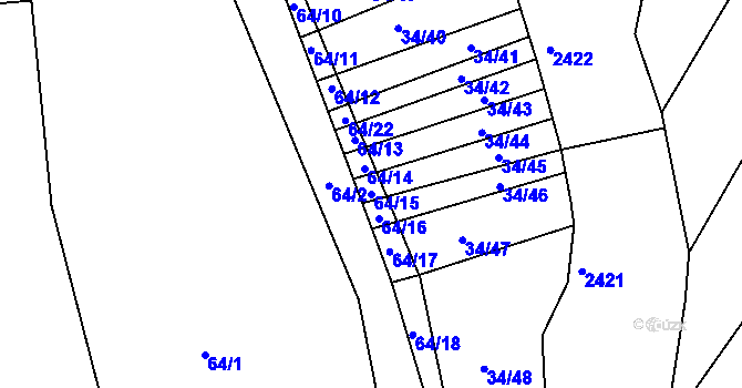 Parcela st. 64/15 v KÚ Radoškov, Katastrální mapa