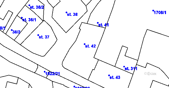 Parcela st. 42 v KÚ Přibyslavice nad Jihlavou, Katastrální mapa