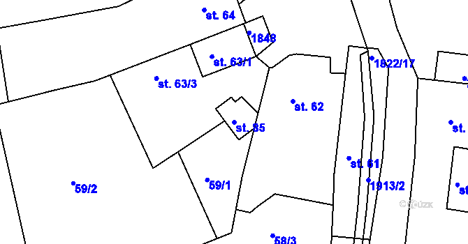 Parcela st. 85 v KÚ Přibyslavice nad Jihlavou, Katastrální mapa