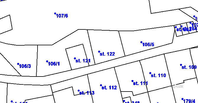 Parcela st. 122 v KÚ Přibyslavice nad Jihlavou, Katastrální mapa