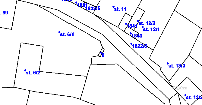 Parcela st. 8 v KÚ Přibyslavice nad Jihlavou, Katastrální mapa