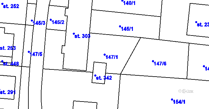 Parcela st. 147/1 v KÚ Přibyslavice nad Jihlavou, Katastrální mapa